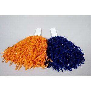 Navy Blue Orange Pom Poms Cheer Sports Football Costume Cheerleader USED